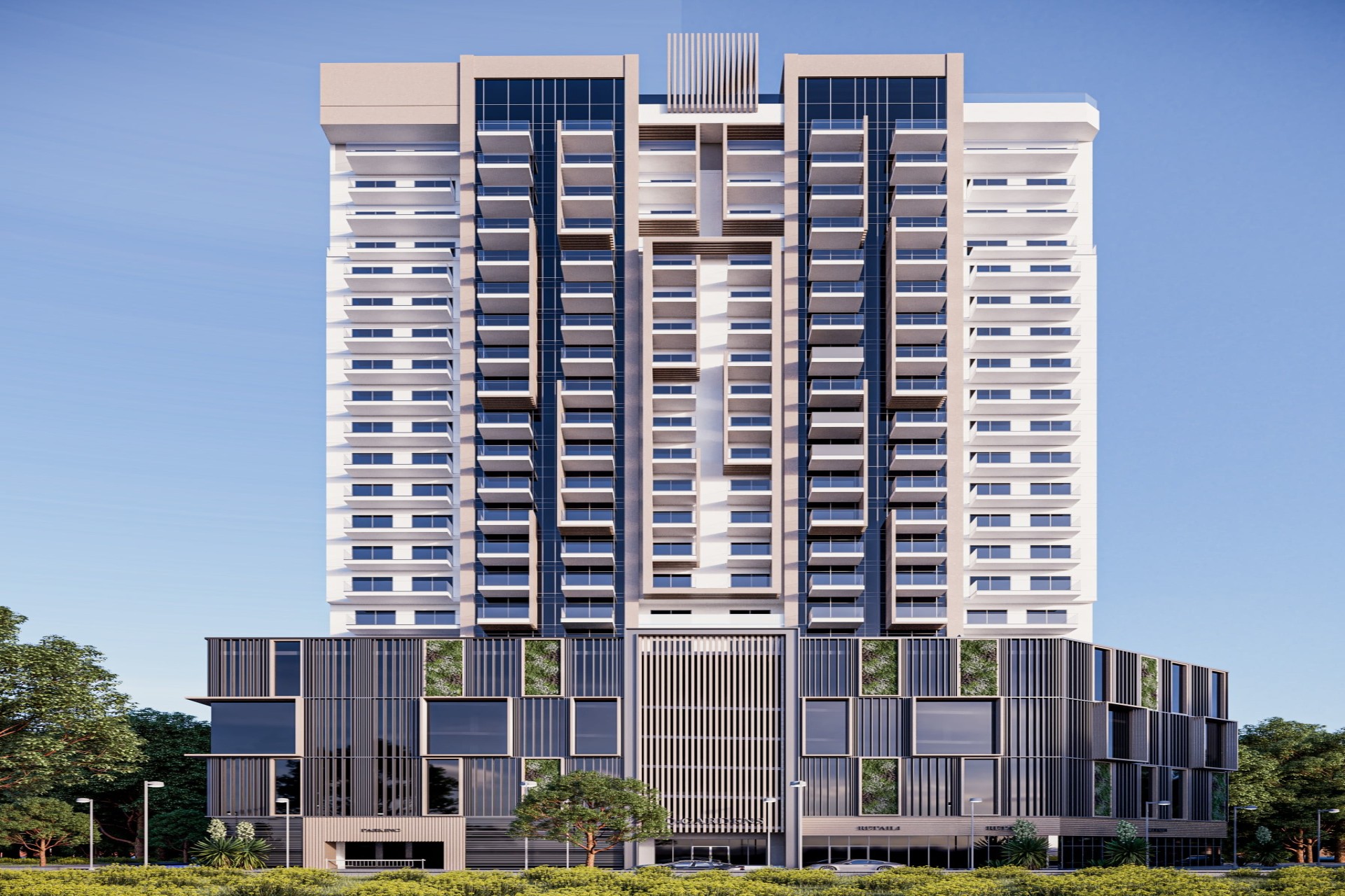  L - shaped building with 1&2 bedroom apartments in Arjan, Dubailand.
