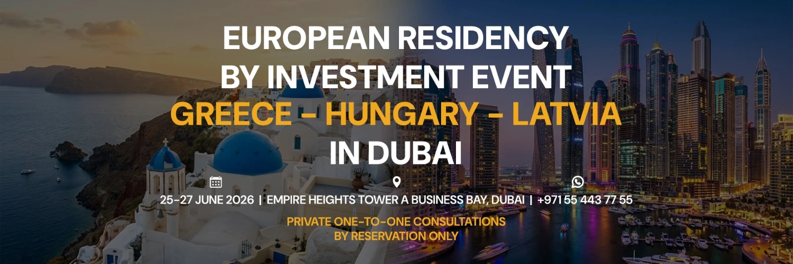 European Property Investment & Golden Visa Private Consultation Days in Dubai
